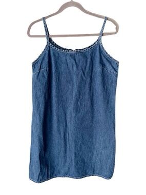 Vintage Gap Denim Jumper Size Large Y2K Mini Dress Model Off Duty Clean Girl